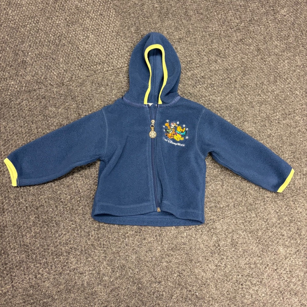 Walt Disney World Baby Pooh and Tigger Blue Fleece Zip Up Hoodie 18 Months